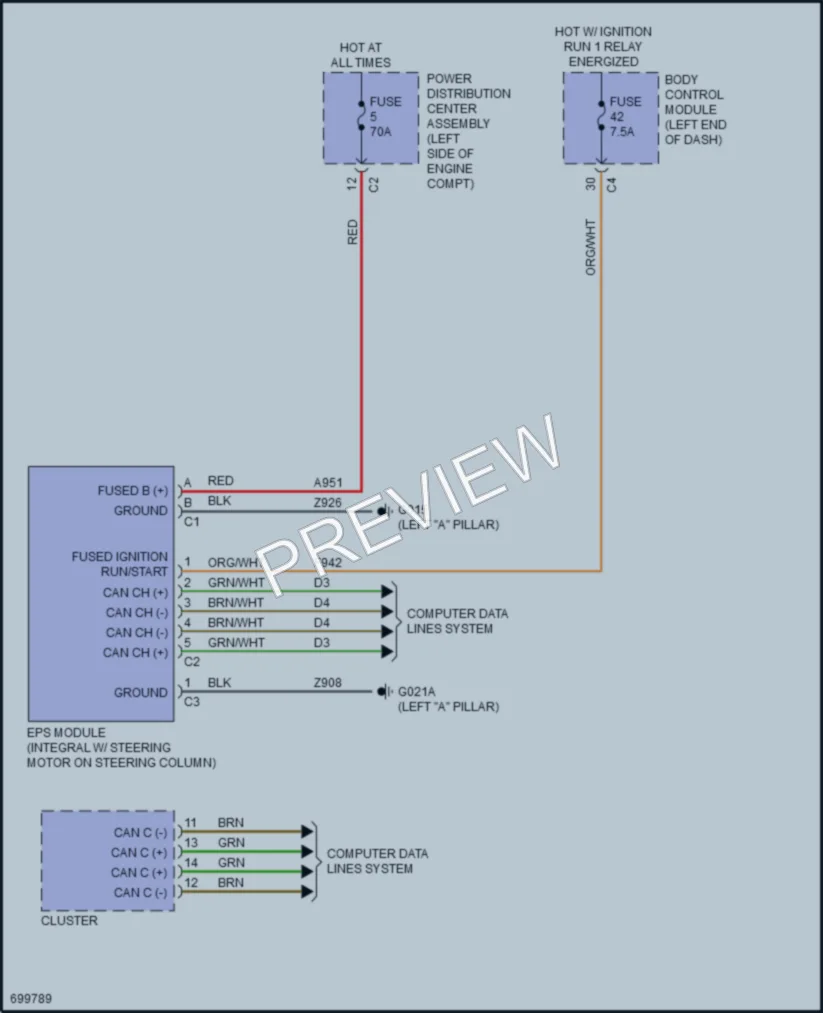 2023 Fiat 500X Electronic Power Steering wiring diagram preview