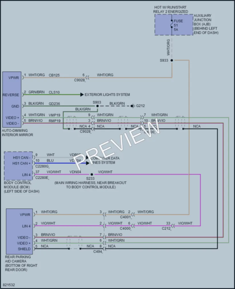2023 Ford 150Transit Power Mirrors wiring diagram preview