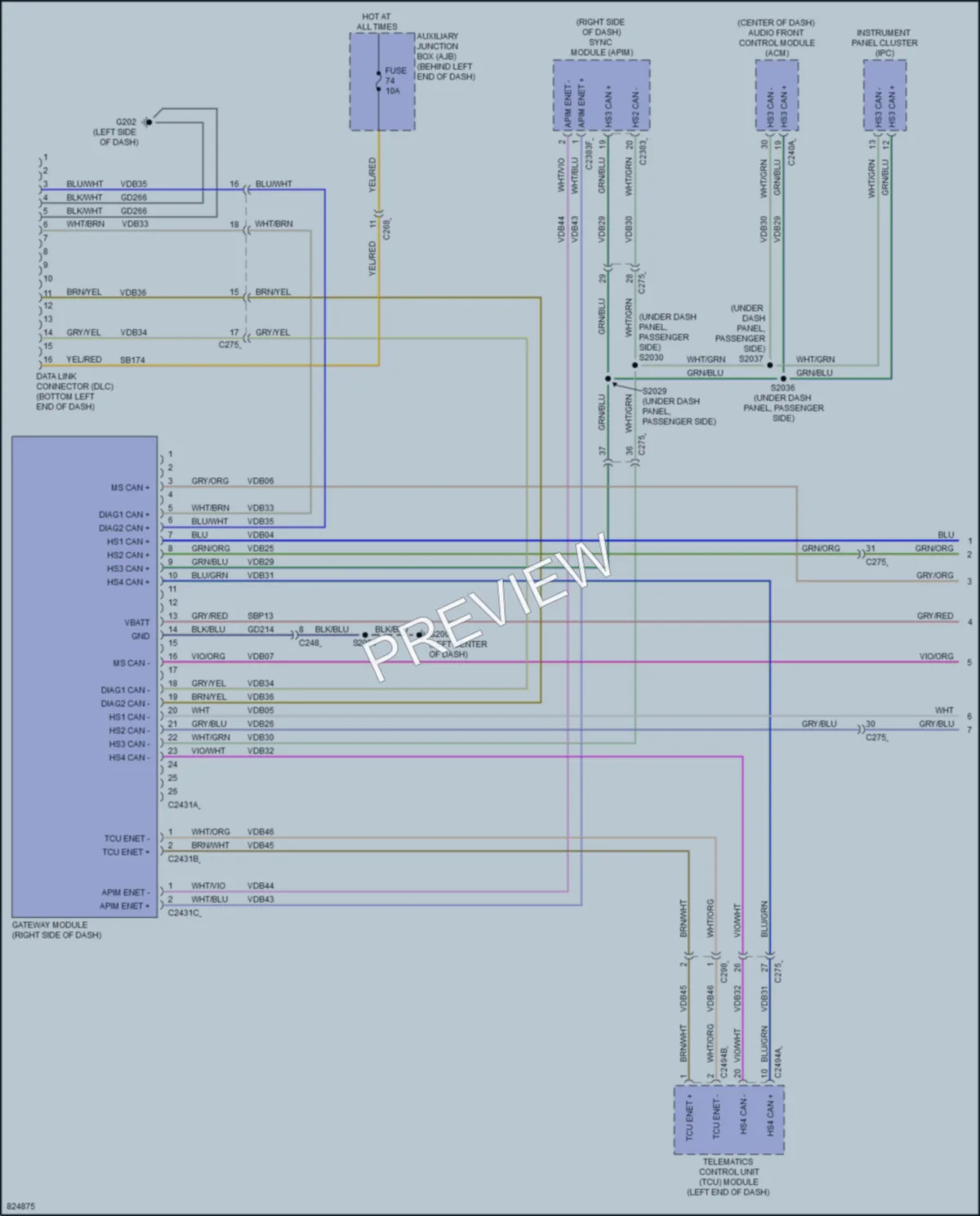2023 Ford 250Transit Computer Data Lines wiring diagram preview
