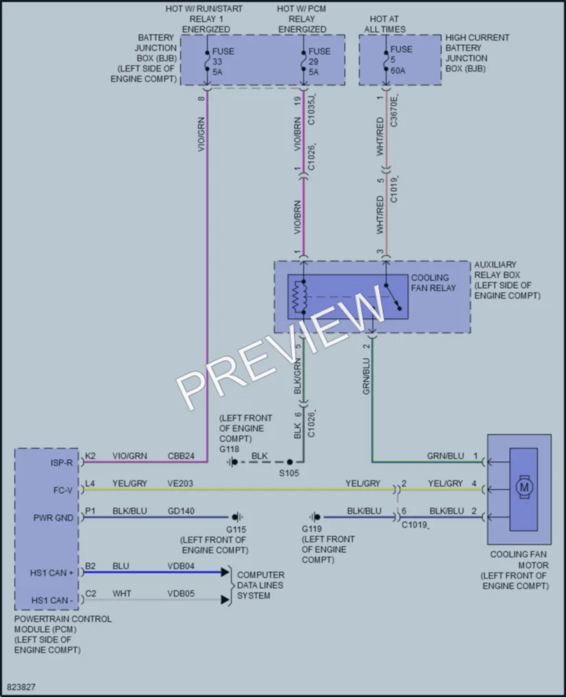 2023 Ford 350ETransit Cooling Fan wiring diagram preview