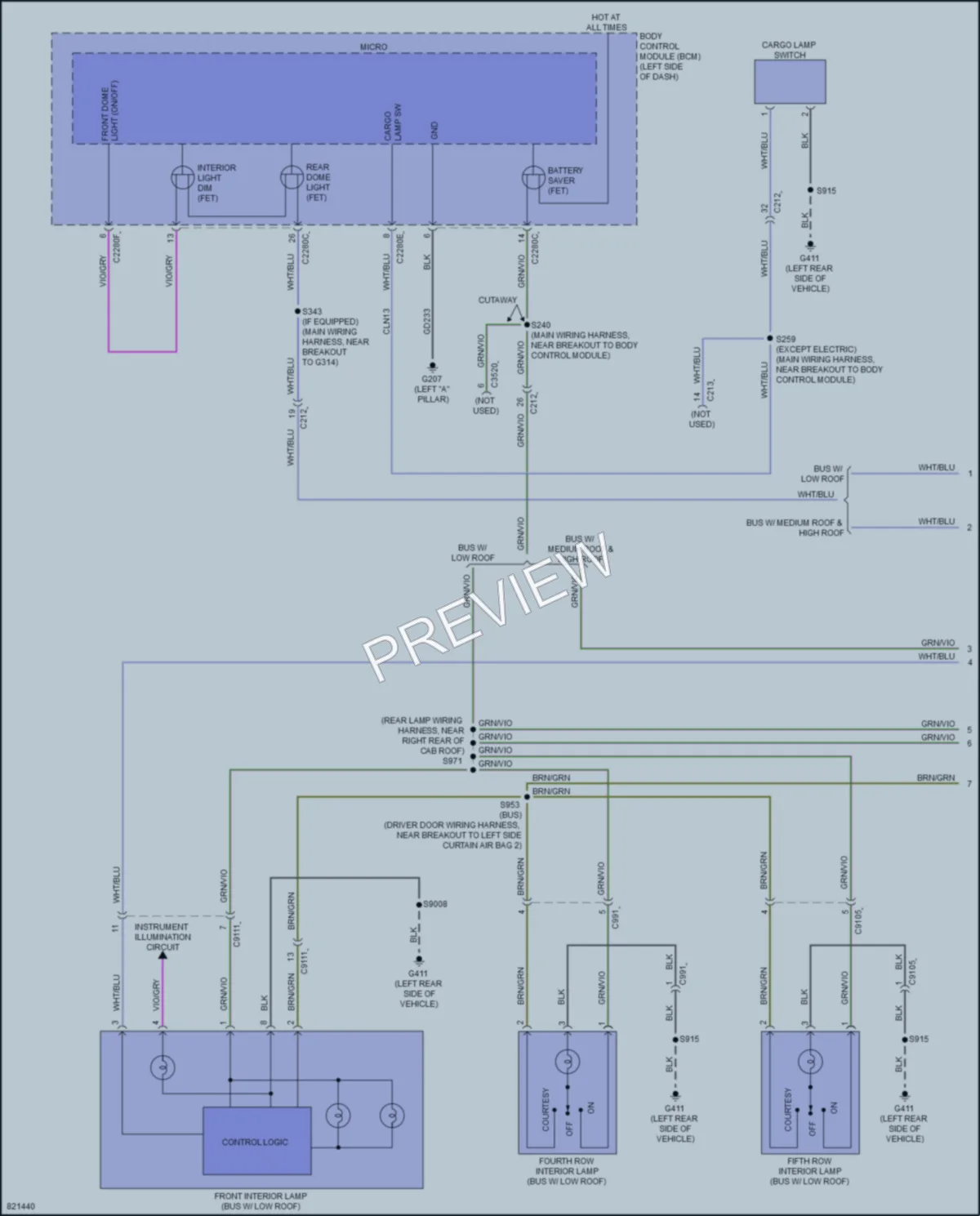 2023 Ford 350ETransit Interior Lights wiring diagram preview