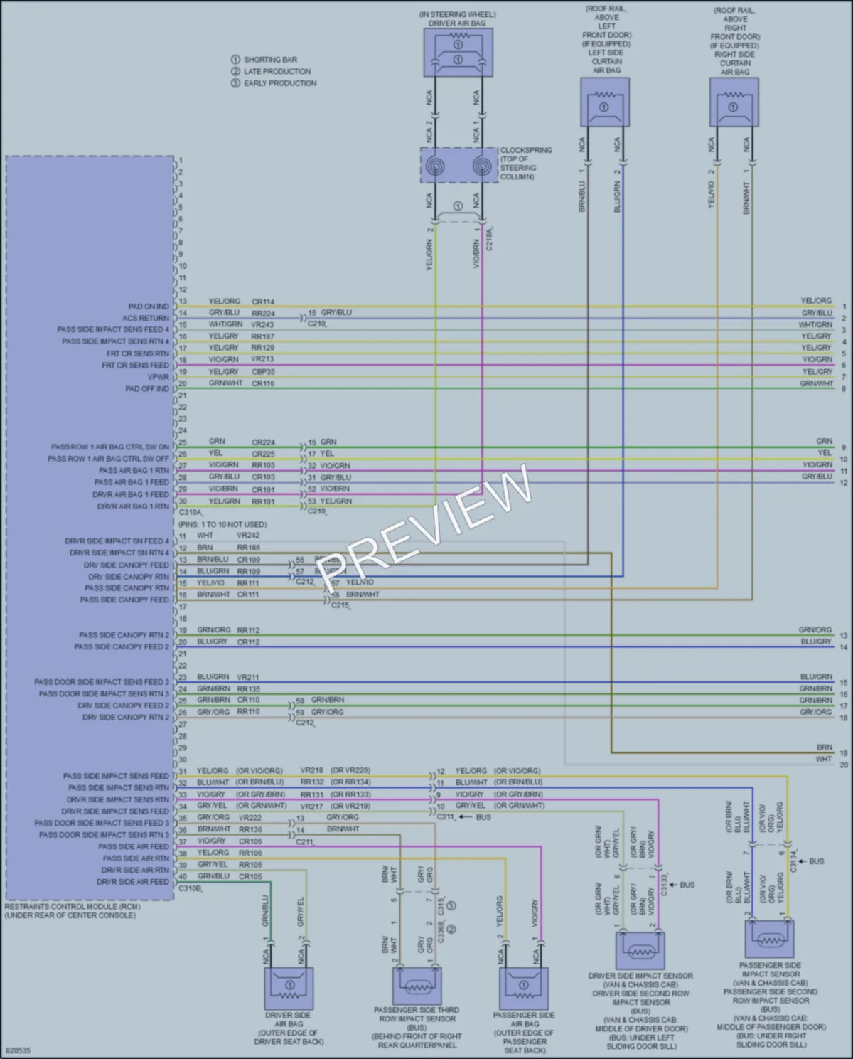 2023 Ford 350ETransit Supplemental Restraints wiring diagram preview