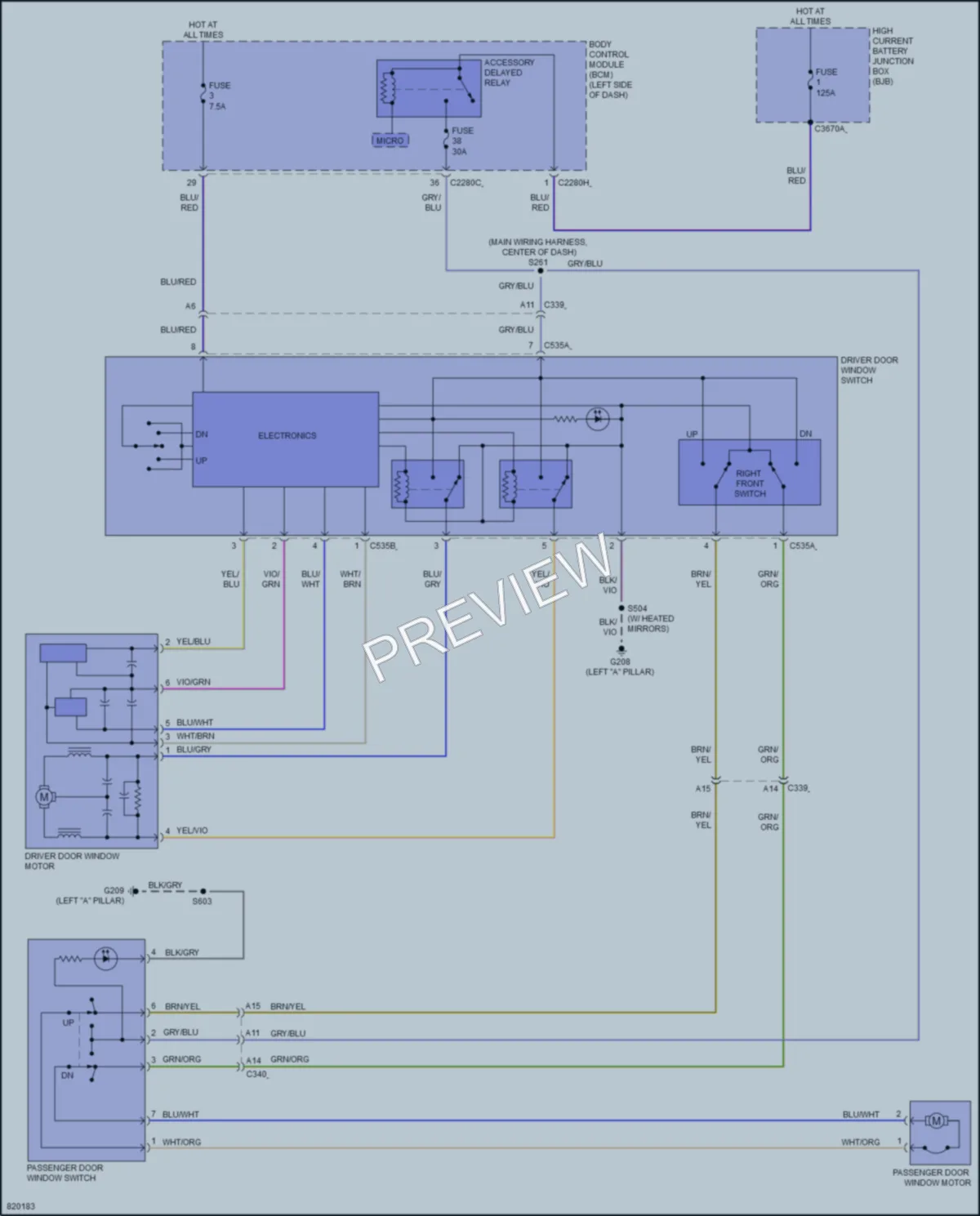 2023 Ford 350HDTransit Power Windows wiring diagram preview