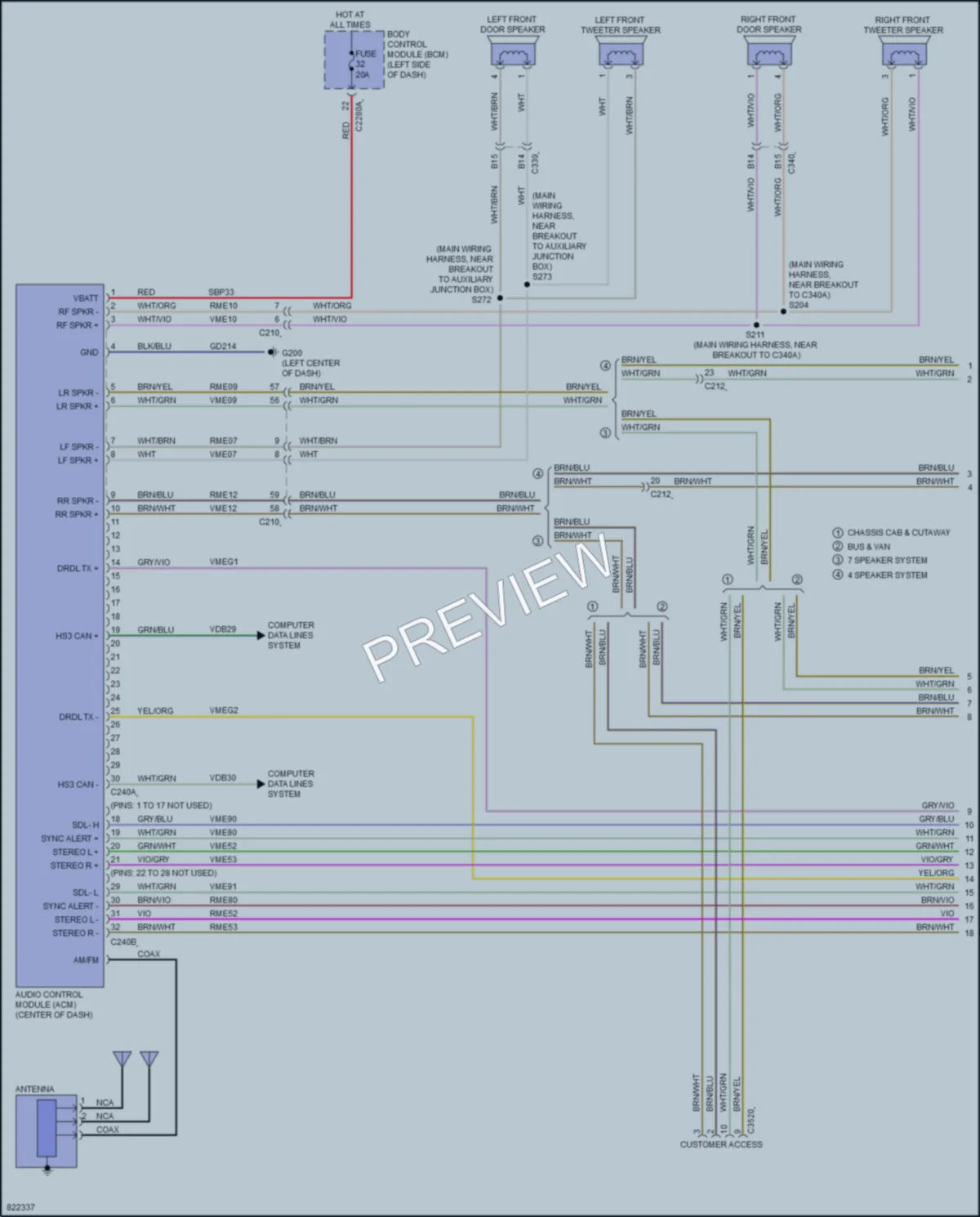 2023 Ford 350Transit Radio wiring diagram preview