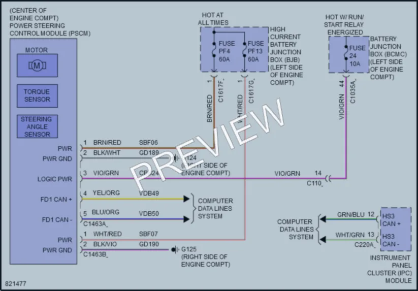2023 Ford Bronco Electronic Power Steering wiring diagram preview