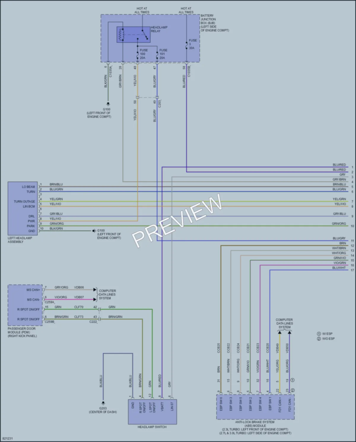 2023 Ford Bronco Headlights wiring diagram preview