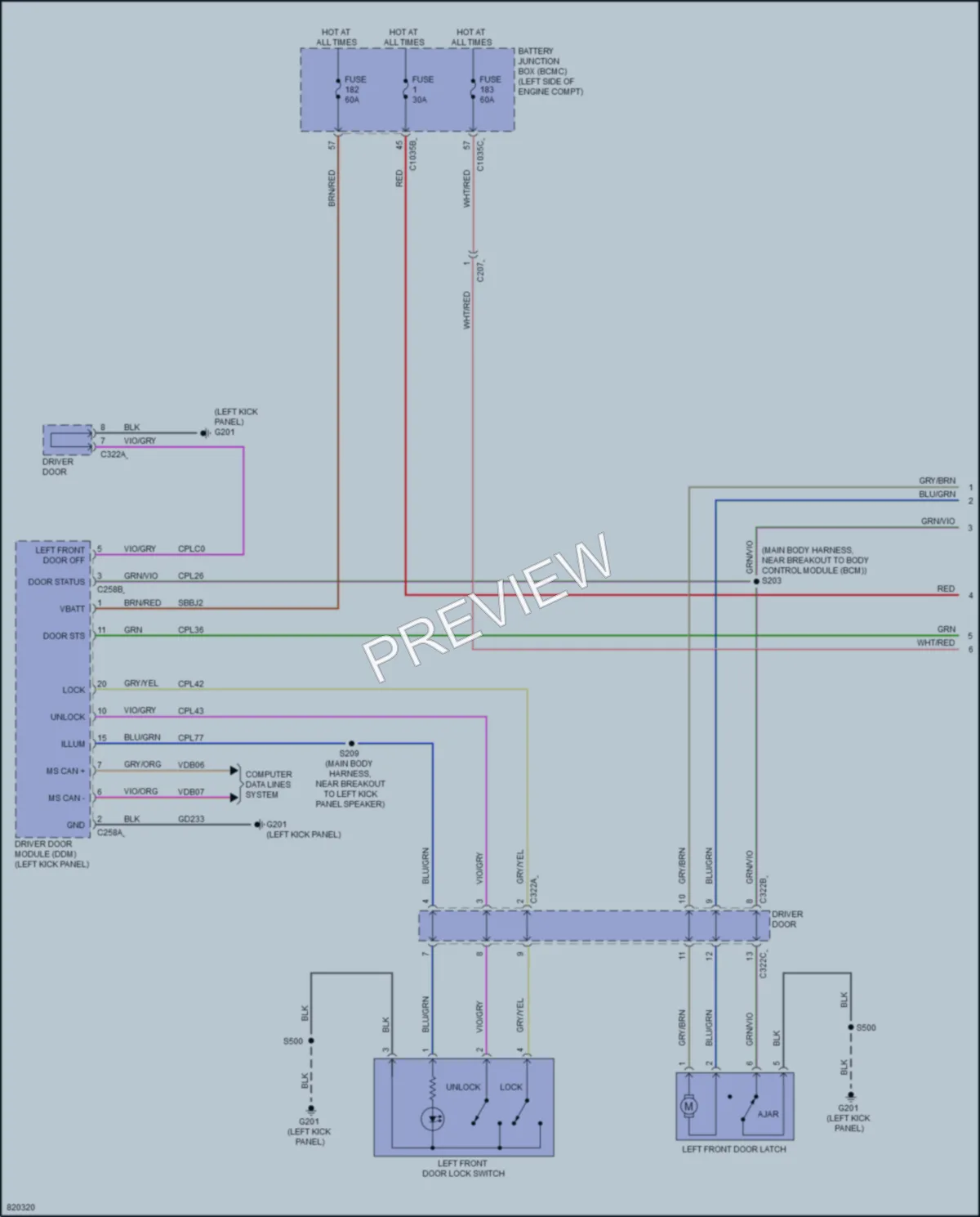2023 Ford Bronco Power Door Locks wiring diagram preview