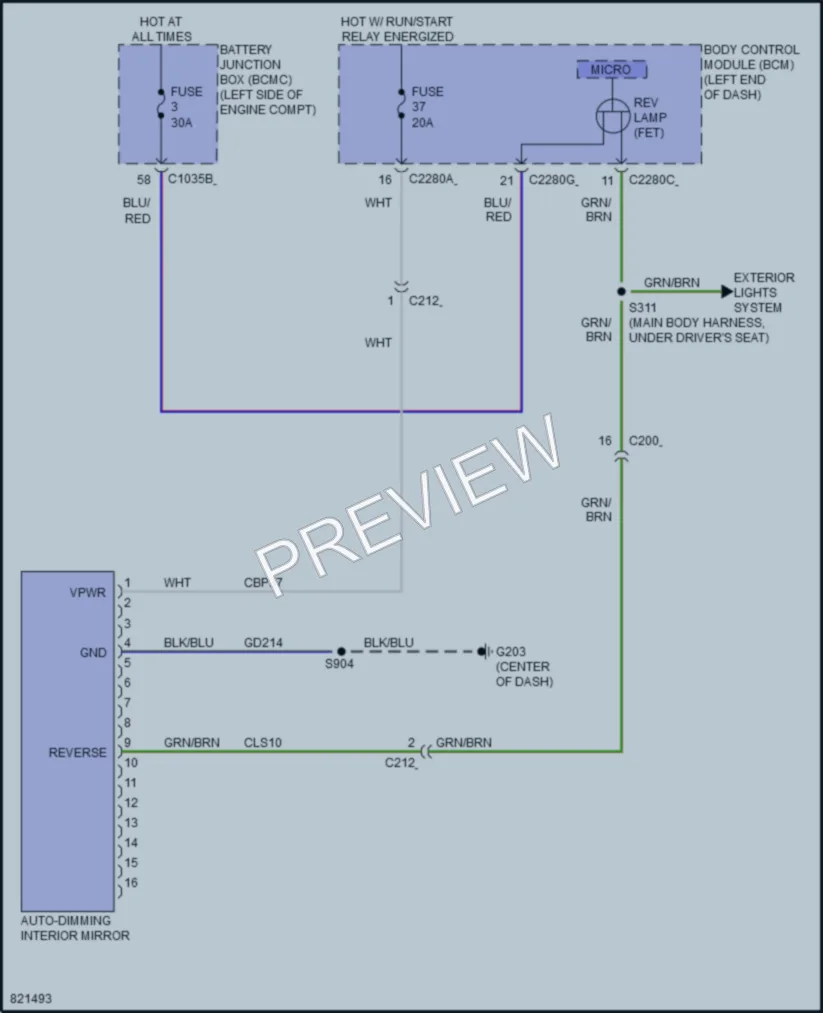 2023 Ford Bronco Power Mirrors wiring diagram preview
