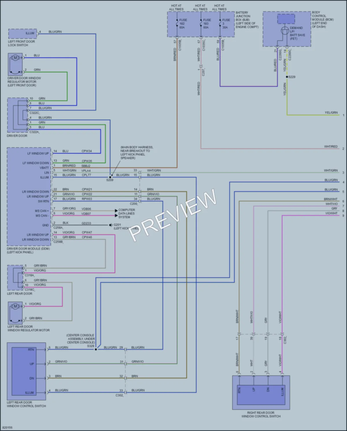 2023 Ford Bronco Power Windows wiring diagram preview