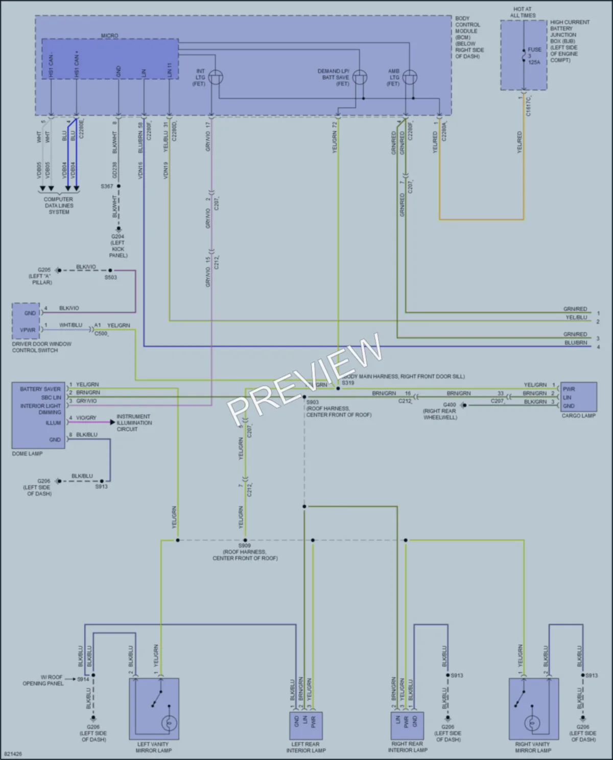 2023 Ford BroncoSport Interior Lights wiring diagram preview