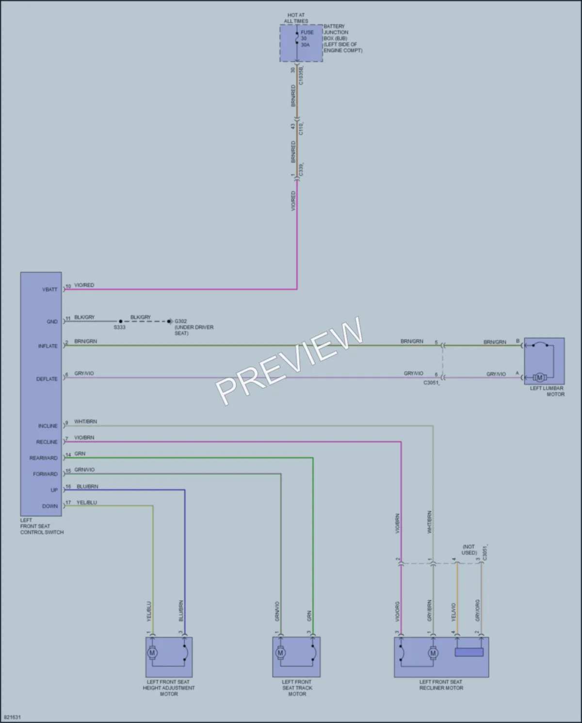 2023 Ford BroncoSport Power Seats wiring diagram preview