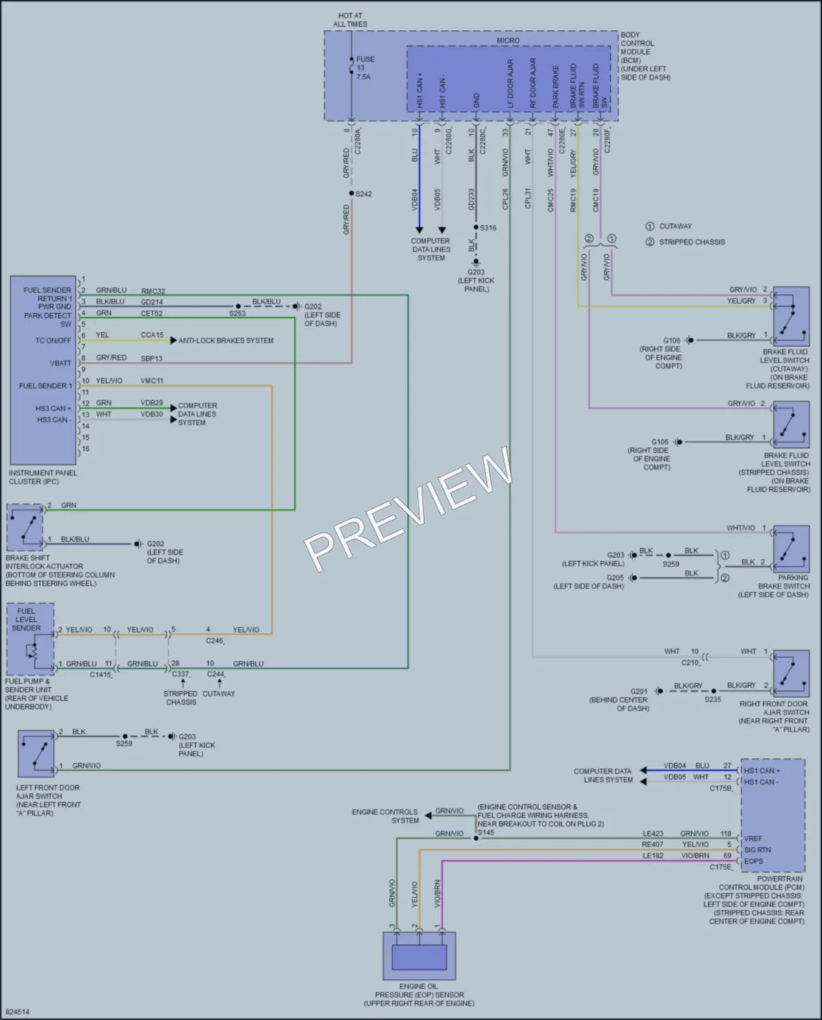 2023 Ford E350Econoline Instrument Cluster wiring diagram preview