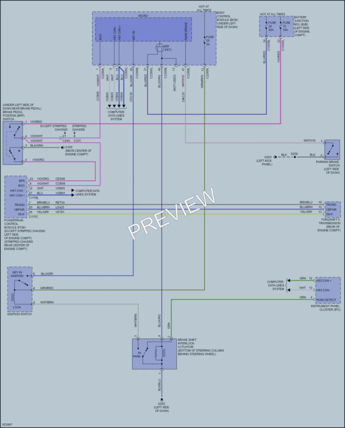 2023 Ford E350Econoline Shift Interlock wiring diagram preview