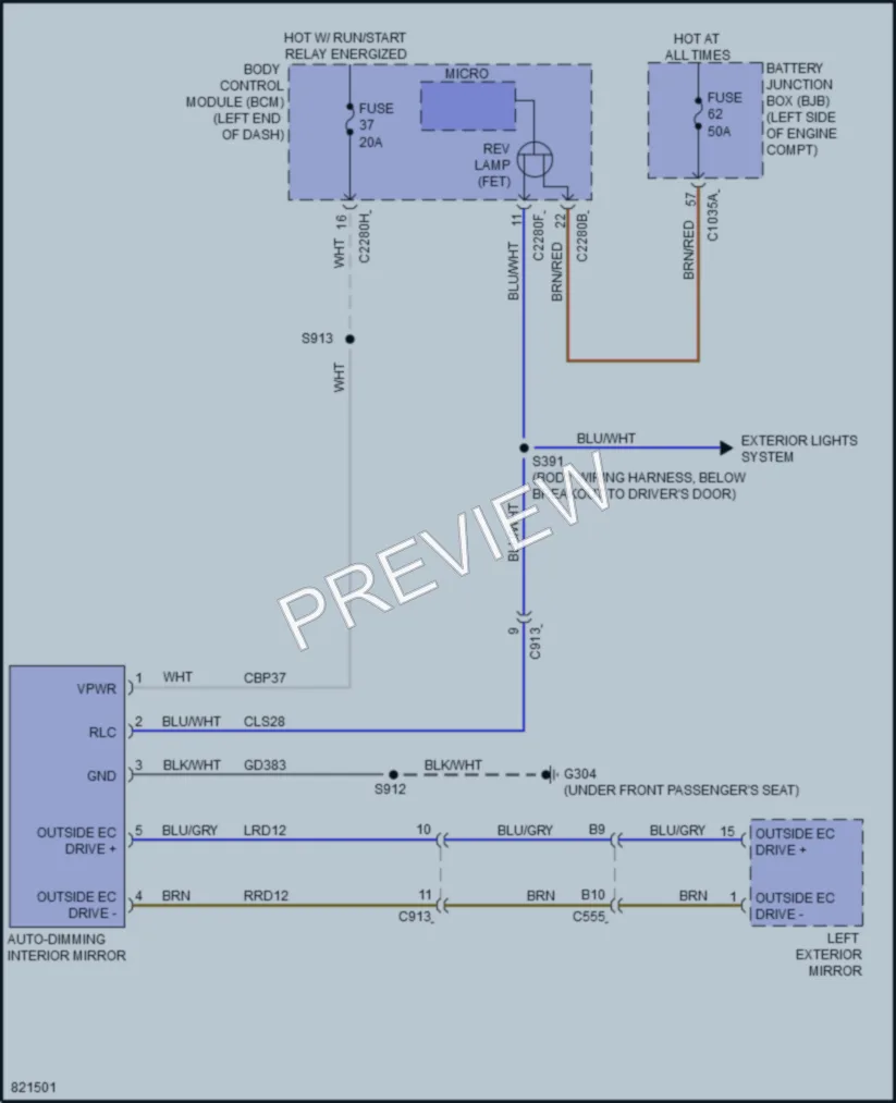 2023 Ford Edge Power Mirrors wiring diagram preview