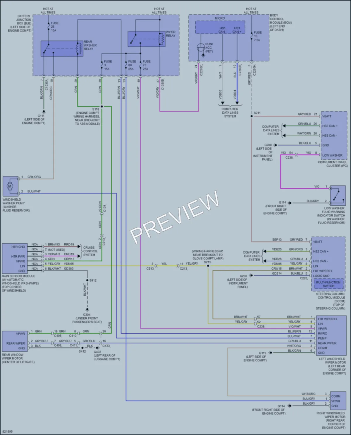 2023 Ford Edge Wiper Washer wiring diagram preview