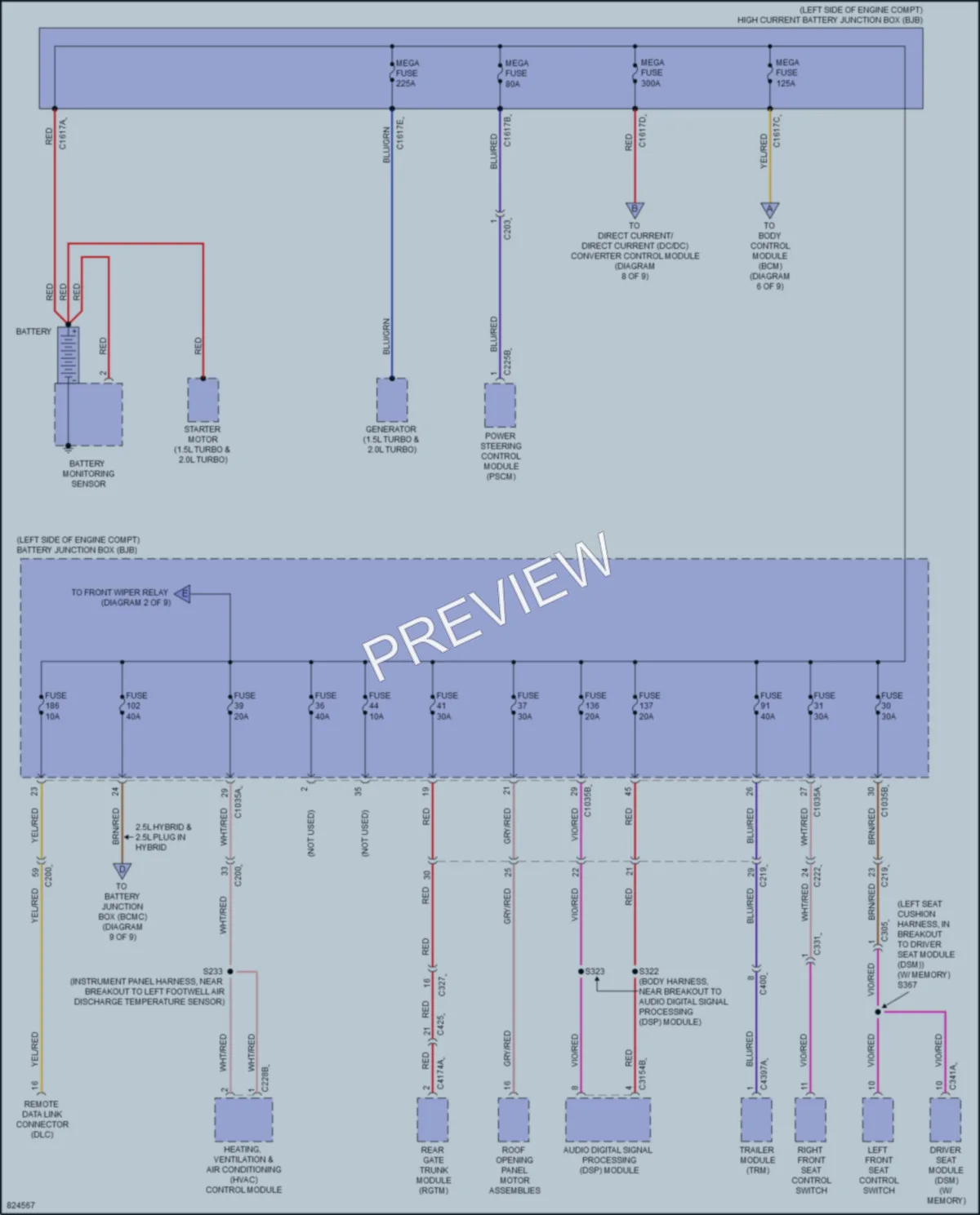 2023 Ford Escape Power Distribution wiring diagram preview