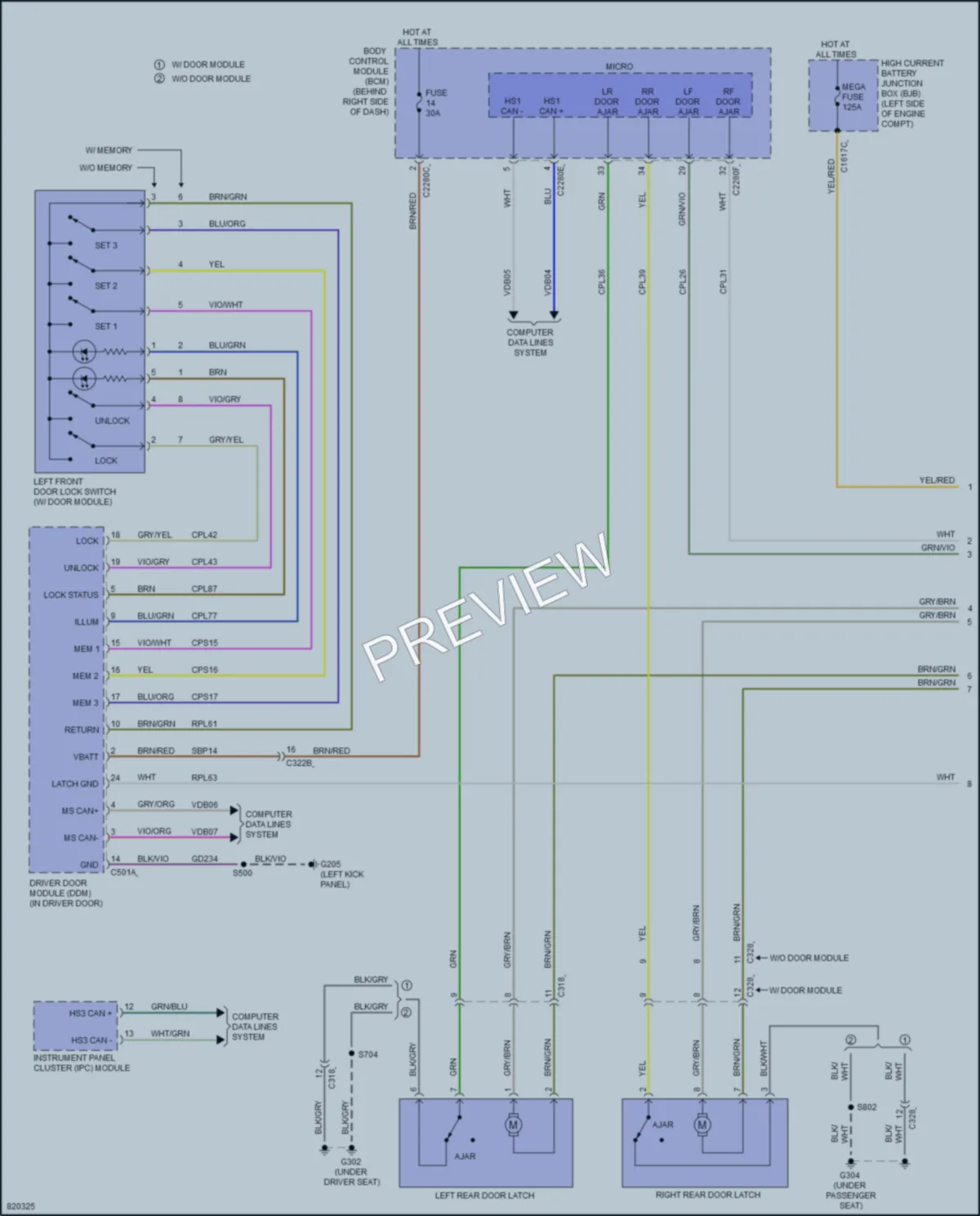 2023 Ford Escape Power Door Locks wiring diagram preview