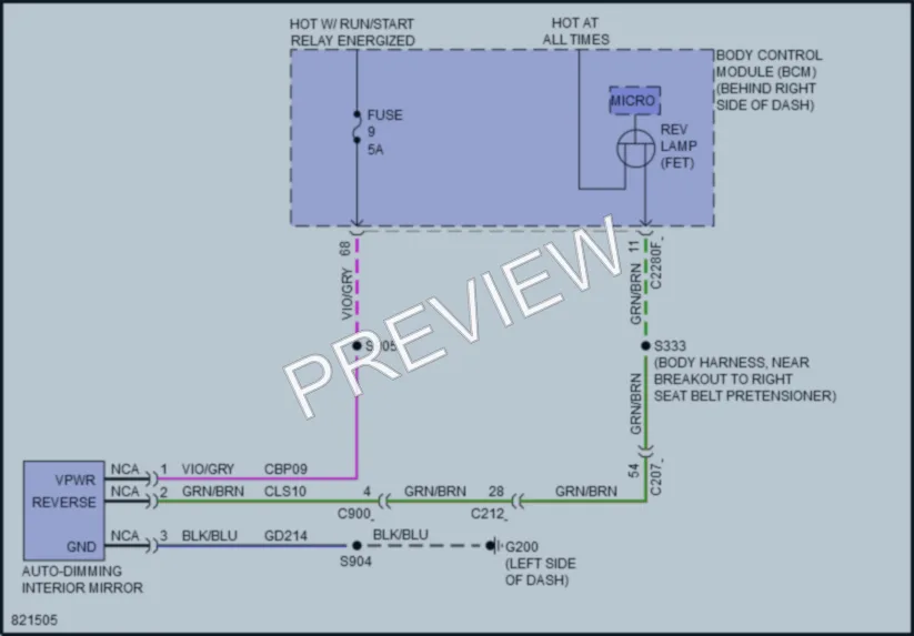 2023 Ford Escape Power Mirrors wiring diagram preview