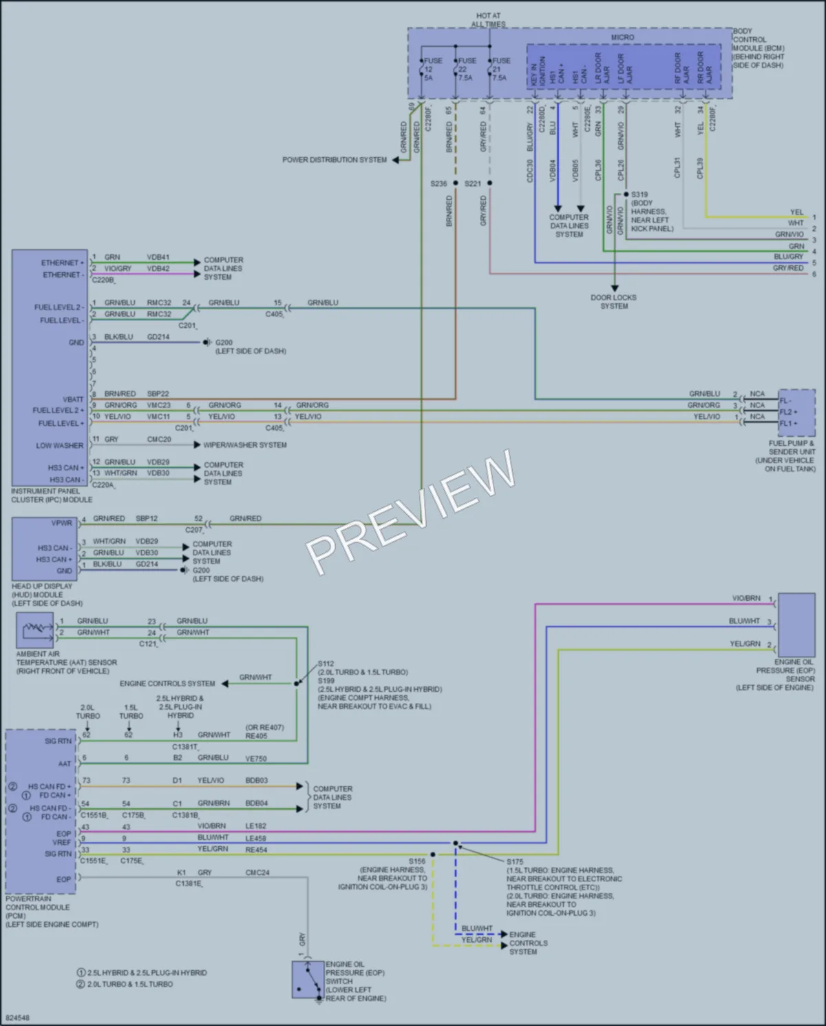 2023 Ford EscapeHybrid Instrument Cluster wiring diagram preview
