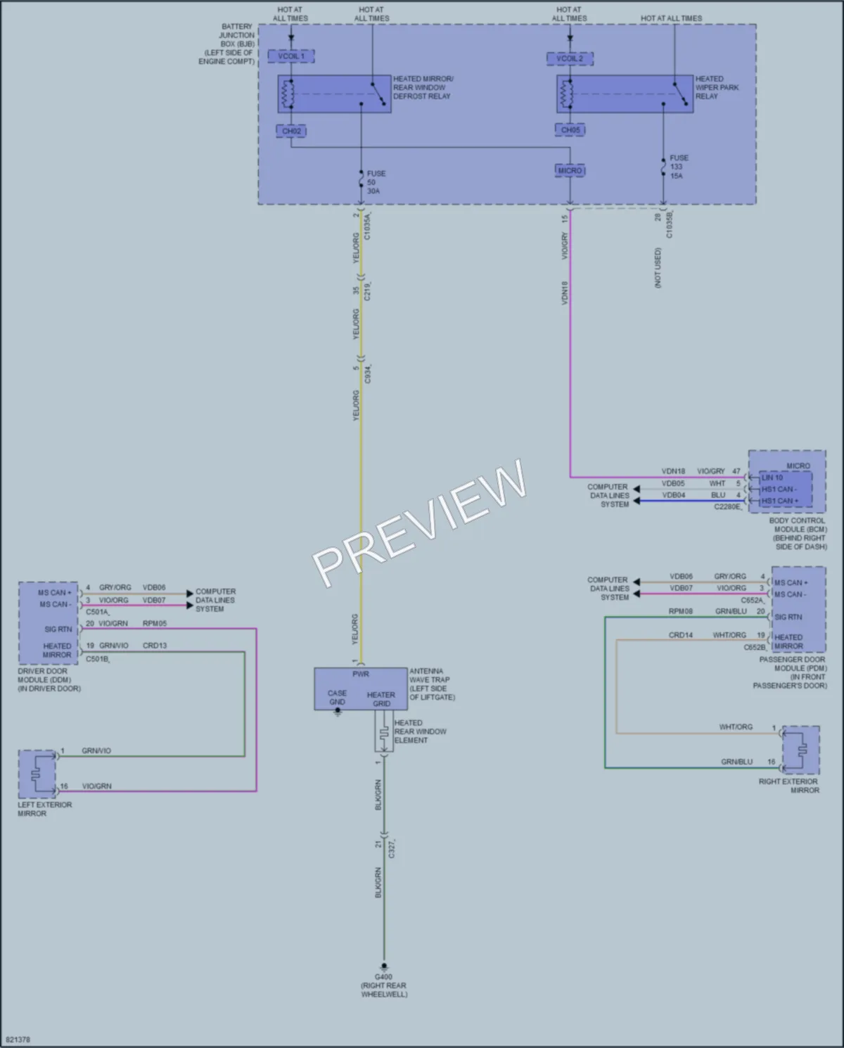 2023 Ford EscapePlugIn Defoggers wiring diagram preview