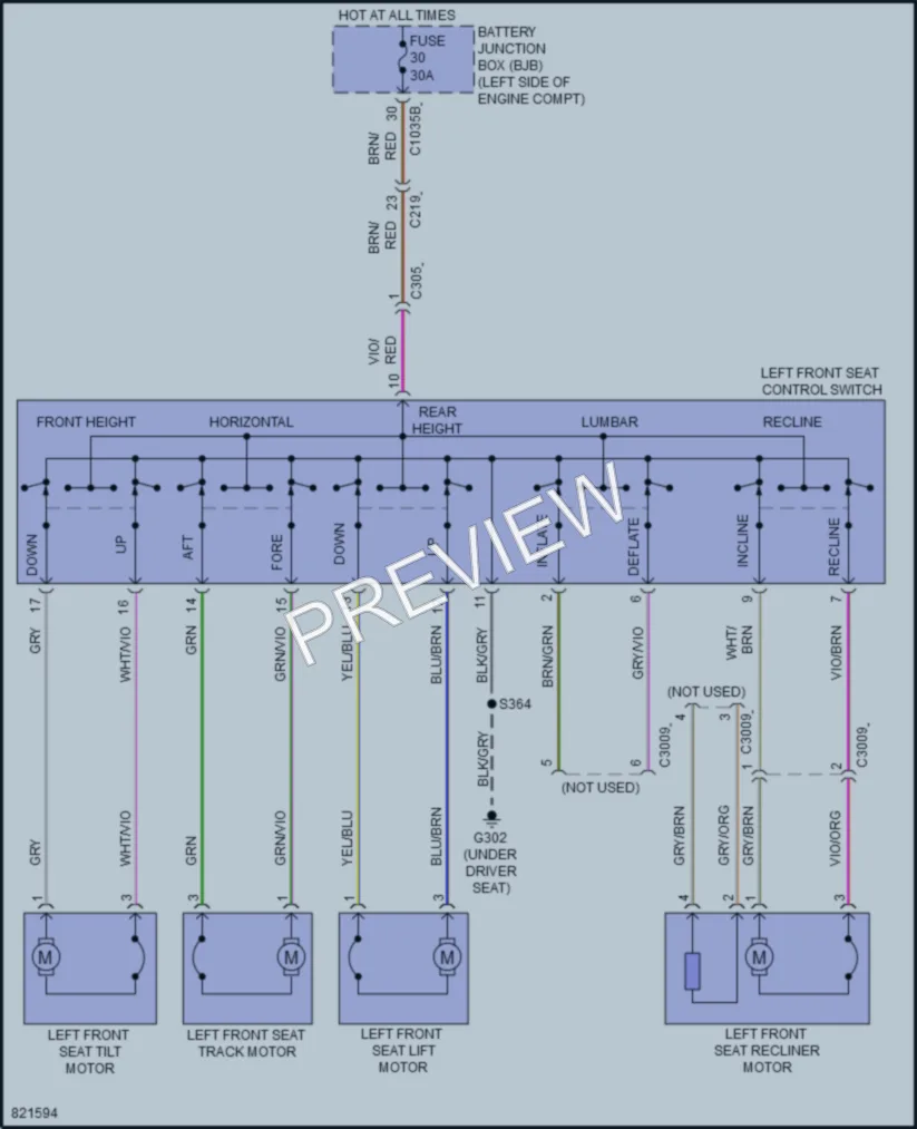 2023 Ford EscapePlugIn Power Seats wiring diagram preview