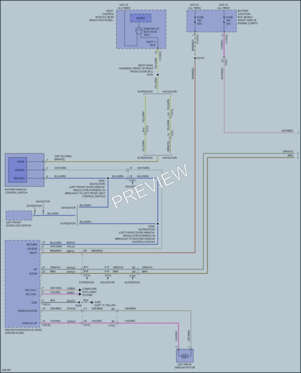 2023 Ford ExpeditionMAX Power Windows wiring diagram preview