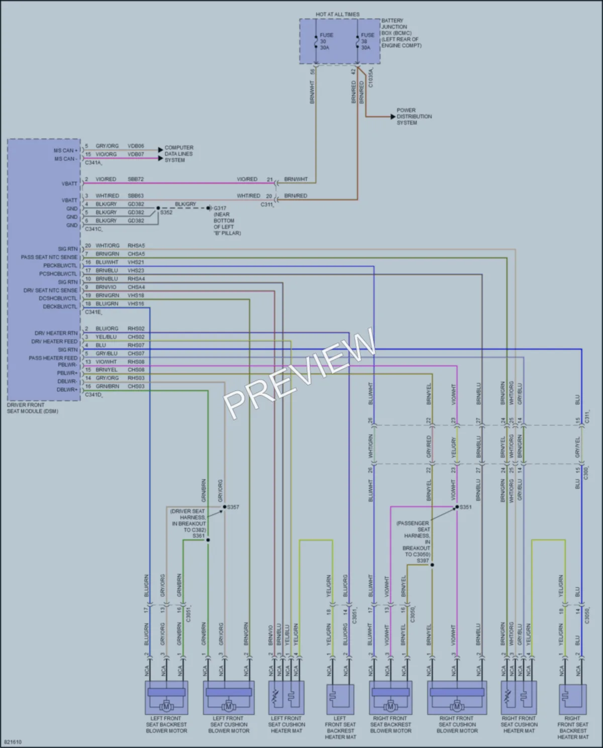 2023 Ford ExplorerHybrid Power Seats wiring diagram preview