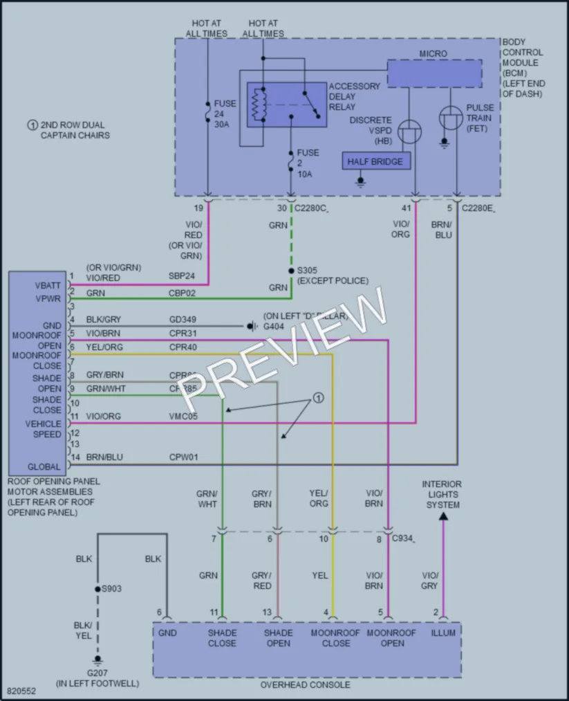 2023 Ford ExplorerHybrid Power Top Sunroof wiring diagram preview