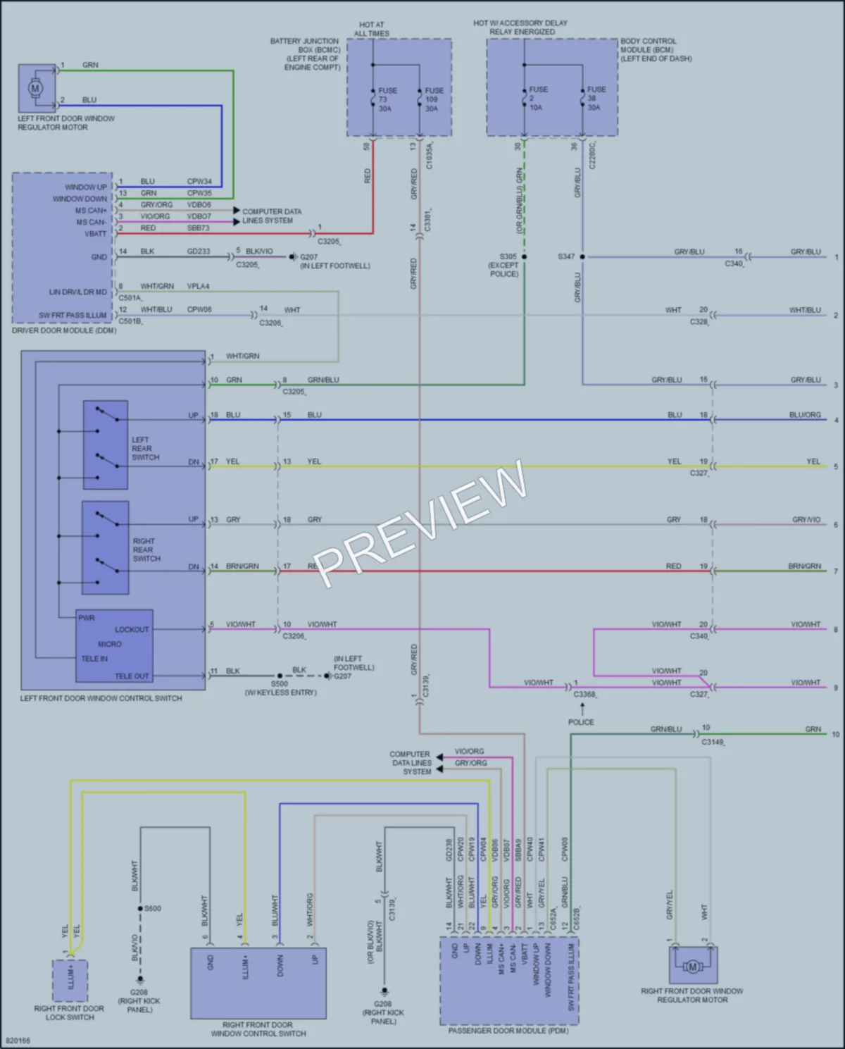 2023 Ford ExplorerHybrid Power Windows wiring diagram preview