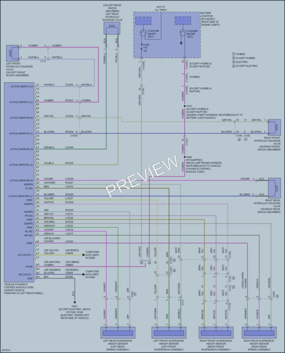 2023 Ford F150Hybrid Electronic Suspension wiring diagram preview