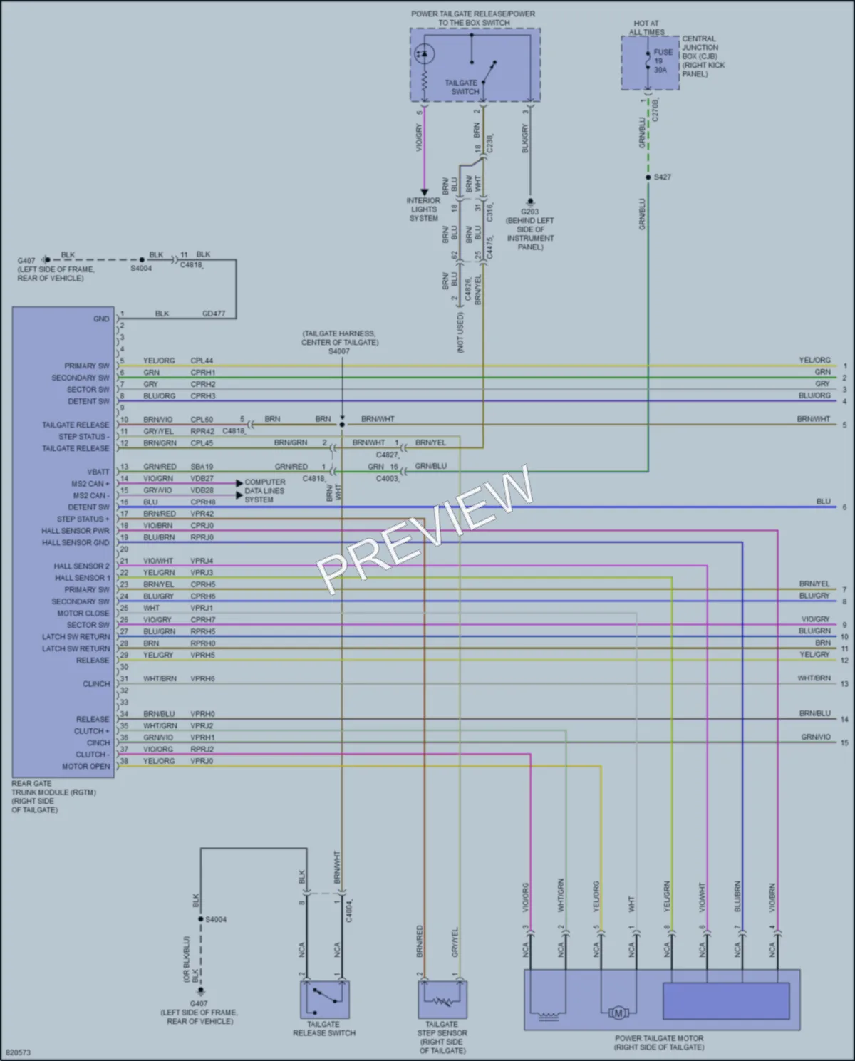 2023 Ford F250SuperDuty Trunk Tailgate Fuel Door wiring diagram preview