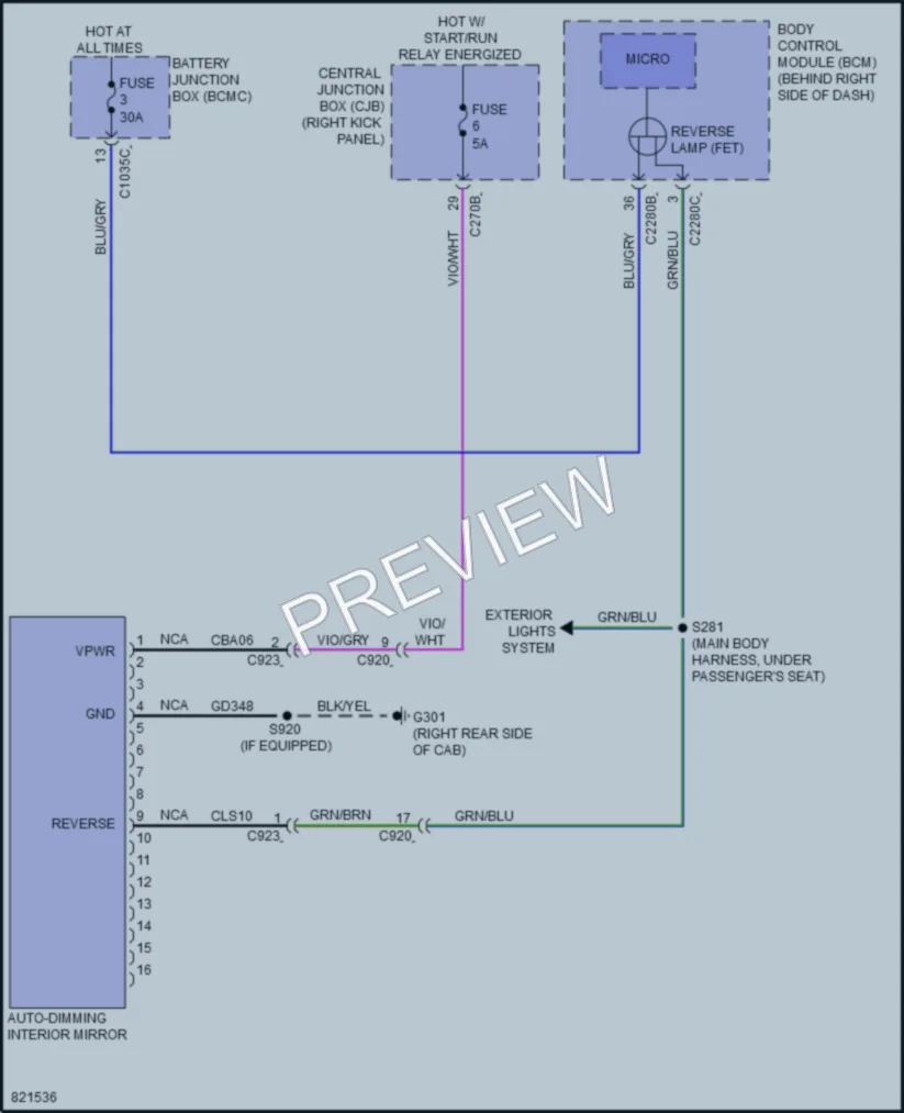 2023 Ford F350SuperDuty Power Mirrors wiring diagram preview
