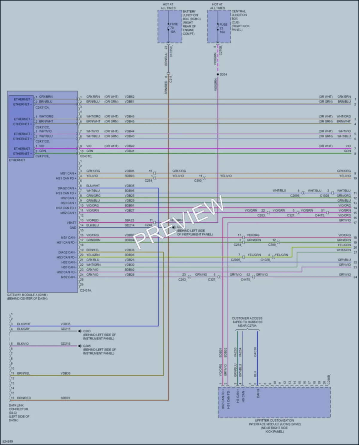 2023 Ford F450SuperDuty Computer Data Lines wiring diagram preview