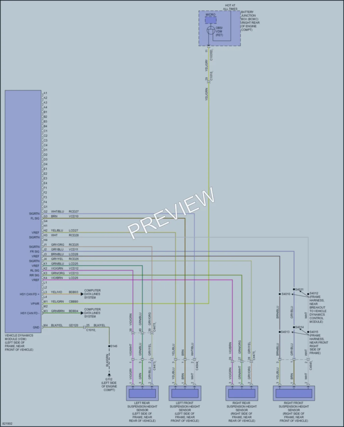 2023 Ford F450SuperDuty Electronic Suspension wiring diagram preview