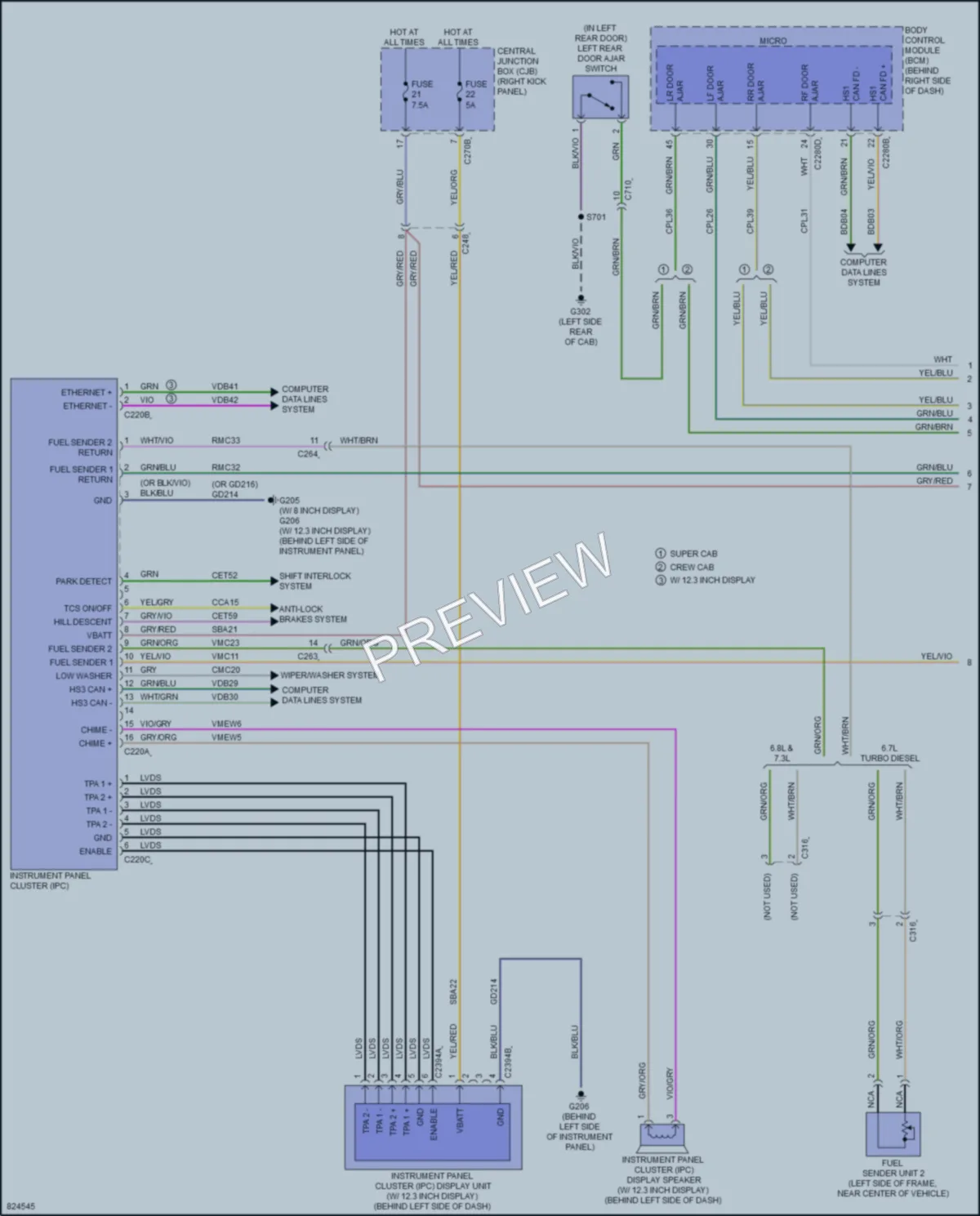 2023 Ford F450SuperDuty Instrument Cluster wiring diagram preview