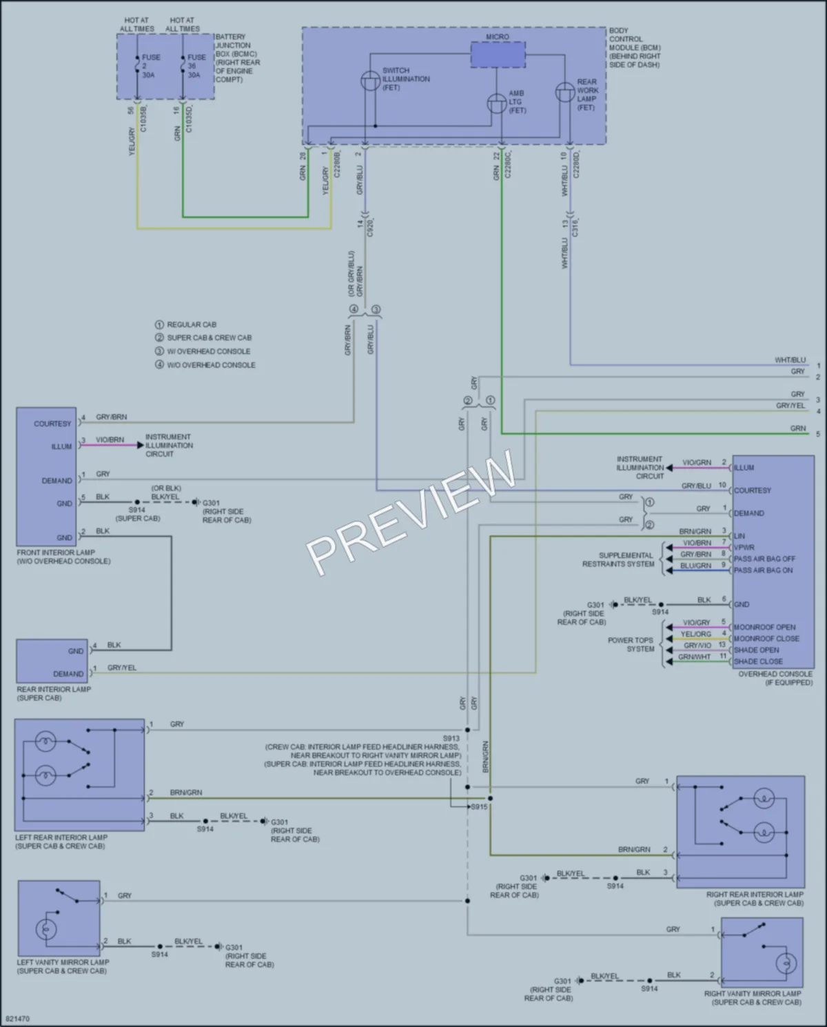 2023 Ford F550ChsCab Interior Lights wiring diagram preview