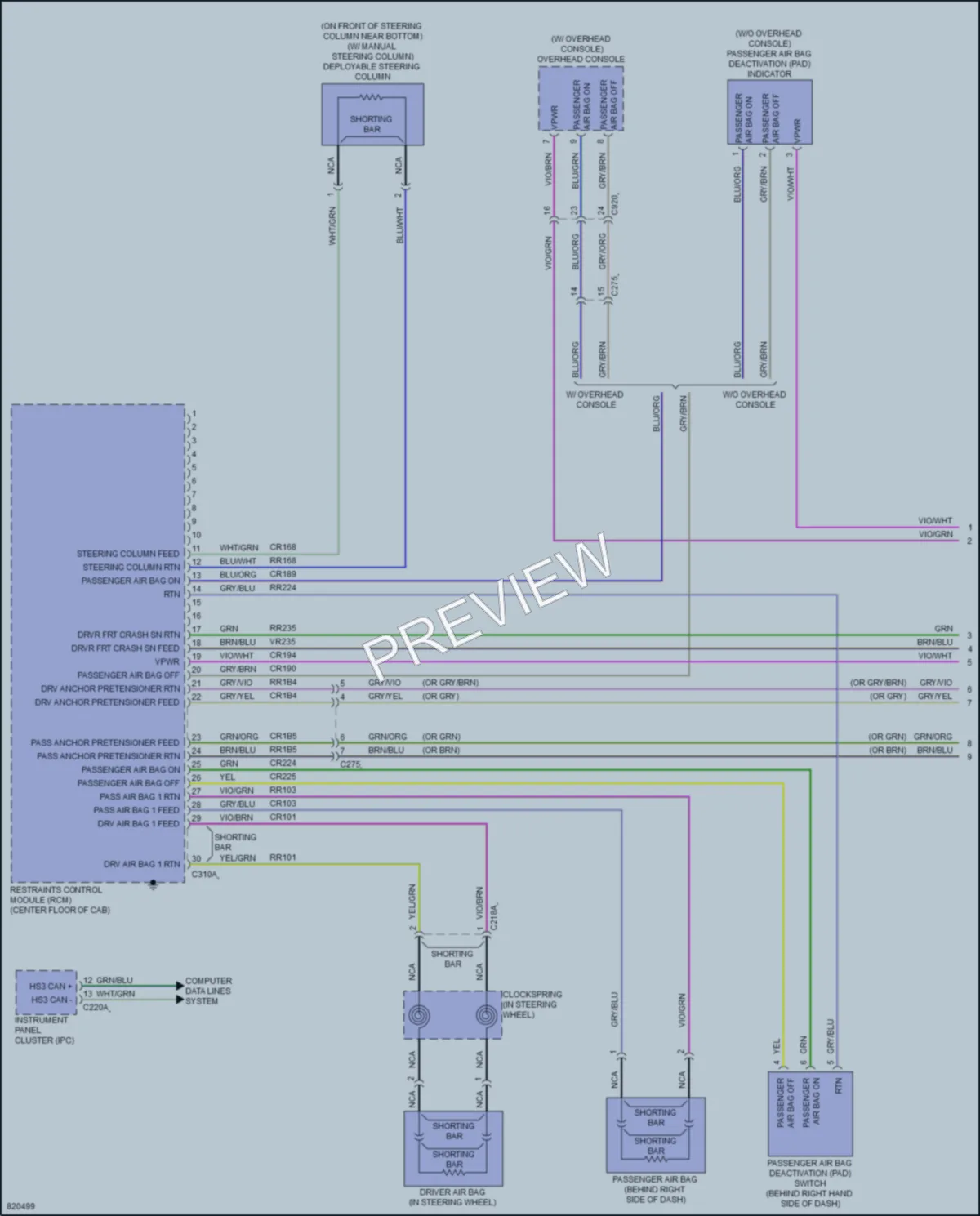 2023 Ford F550ChsCab Supplemental Restraints wiring diagram preview