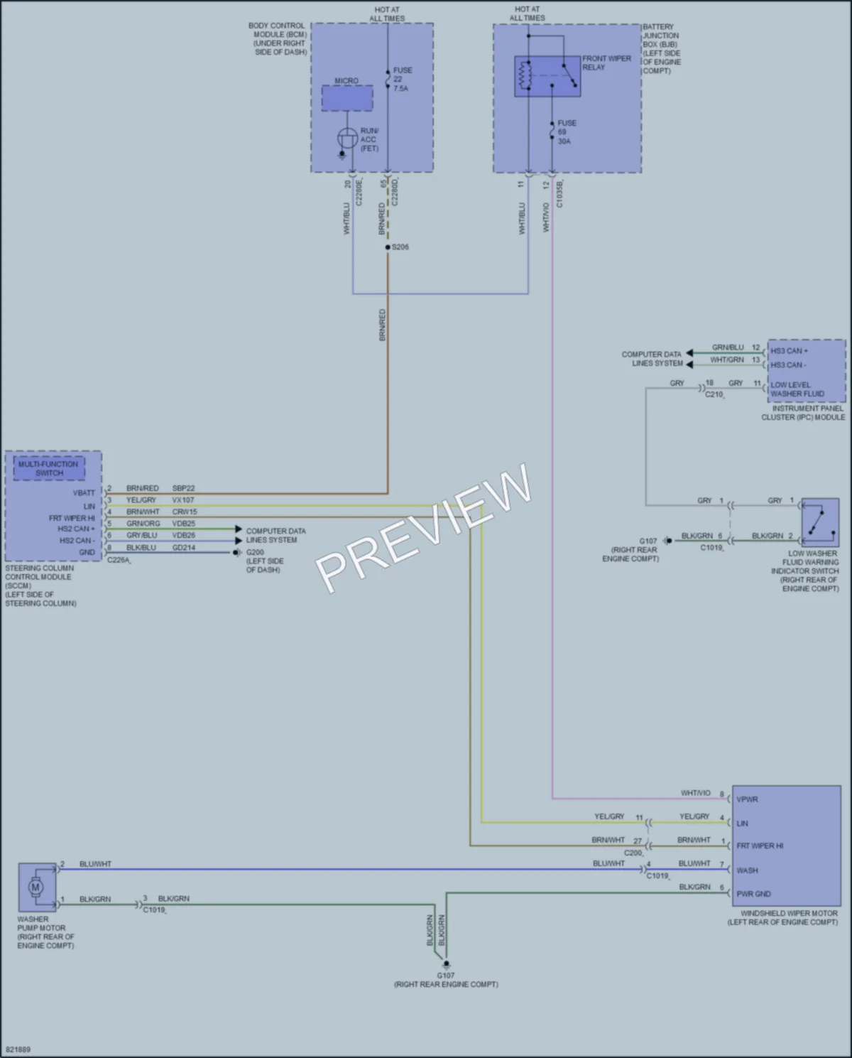 2023 Ford Maverick Wiper Washer wiring diagram preview