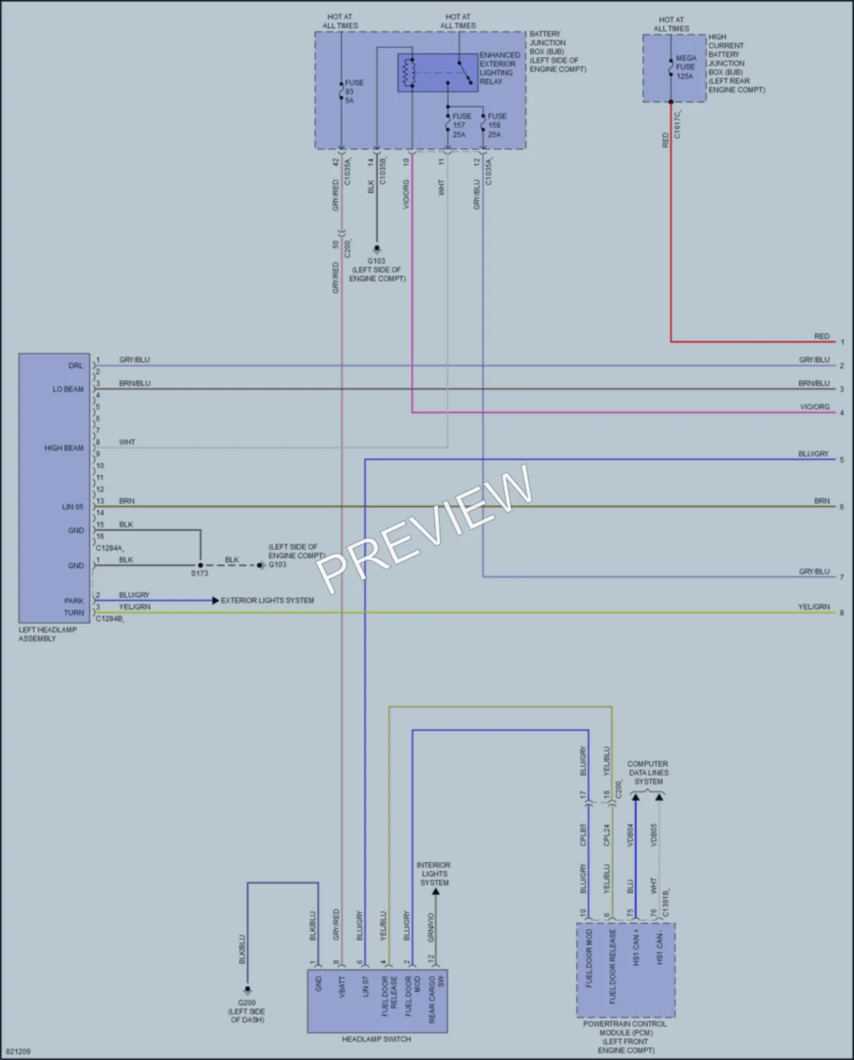 2023 Ford MaverickHybrid Headlights wiring diagram preview