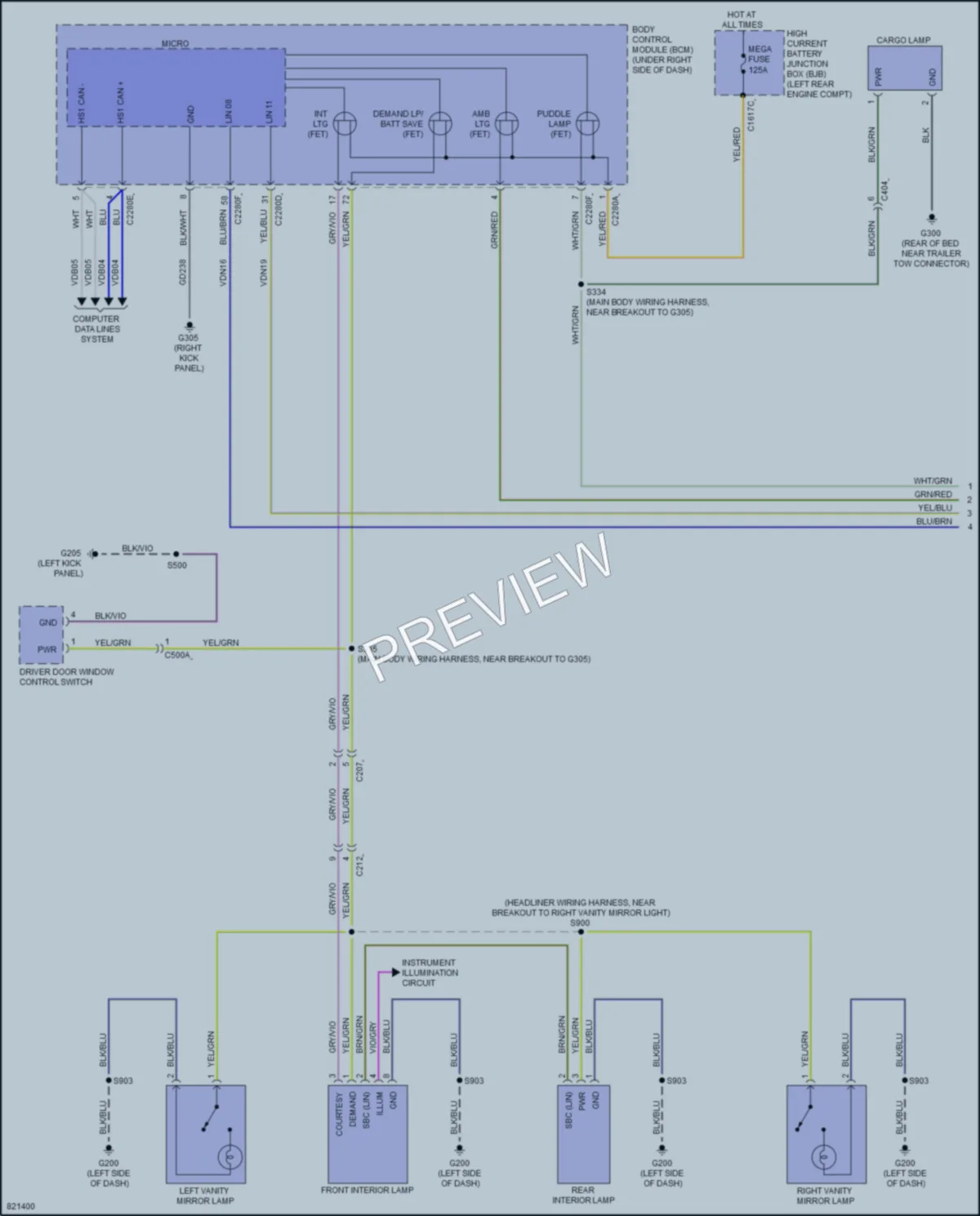 2023 Ford MaverickHybrid Interior Lights wiring diagram preview