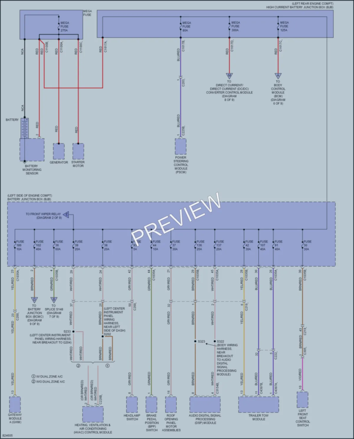 2023 Ford MaverickHybrid Power Distribution wiring diagram preview