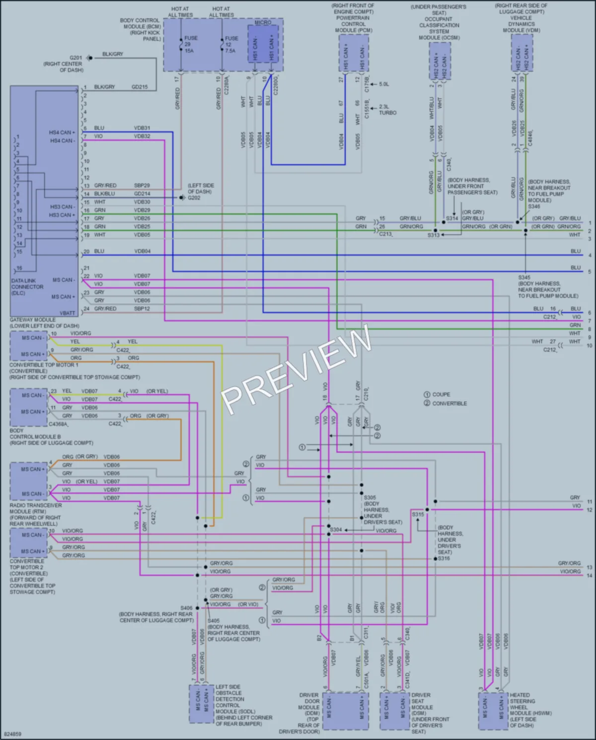 2023 Ford Mustang Computer Data Lines wiring diagram preview