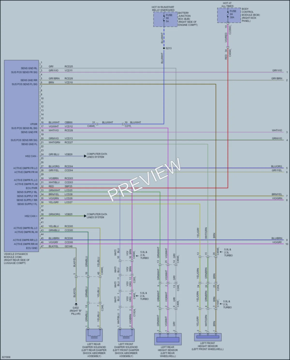 2023 Ford Mustang Electronic Suspension wiring diagram preview