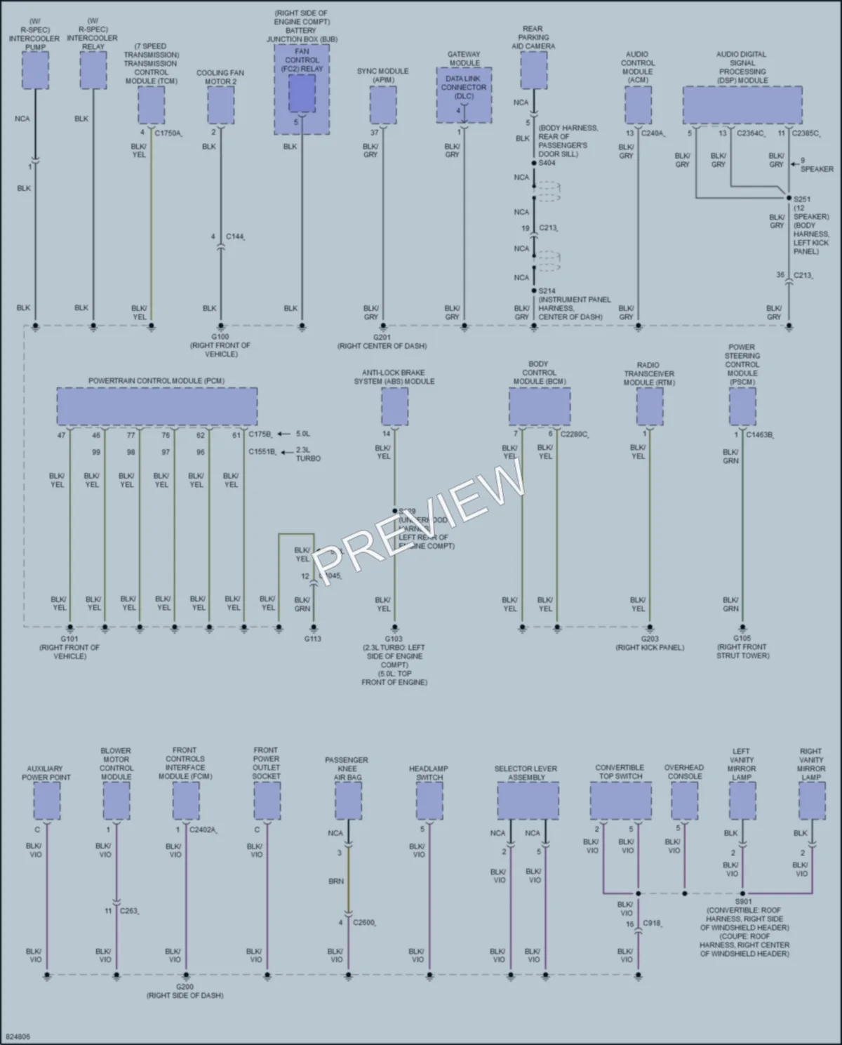 2023 Ford Mustang Ground Distribution wiring diagram preview