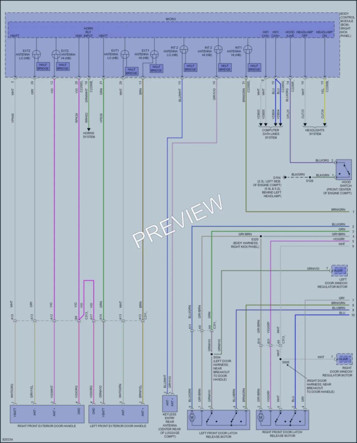 2023 Ford Mustang Power Door Locks wiring diagram preview