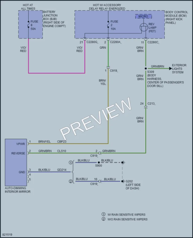 2023 Ford Mustang Power Mirrors wiring diagram preview