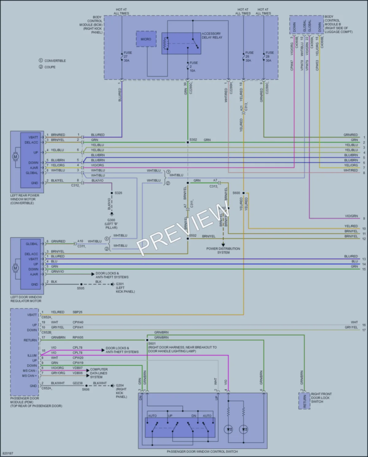 2023 Ford Mustang Power Windows wiring diagram preview