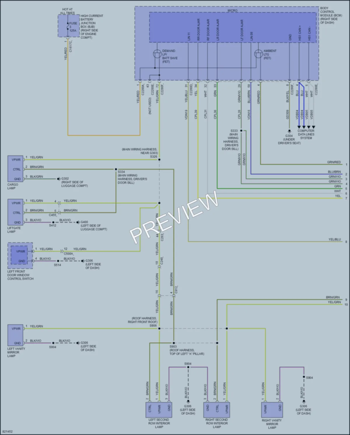 2023 Ford MustangMachE Interior Lights wiring diagram preview
