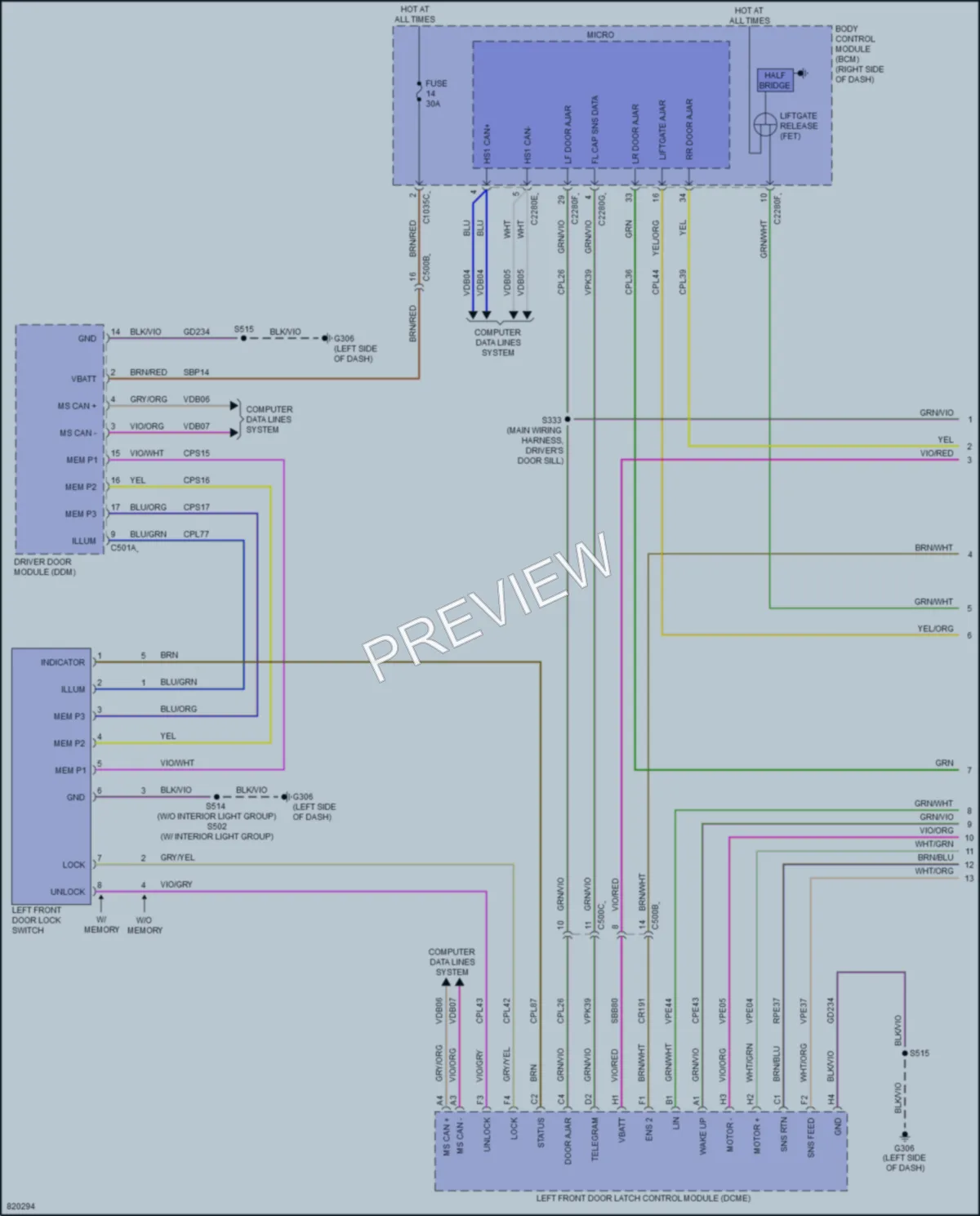 2023 Ford MustangMachE Power Door Locks wiring diagram preview