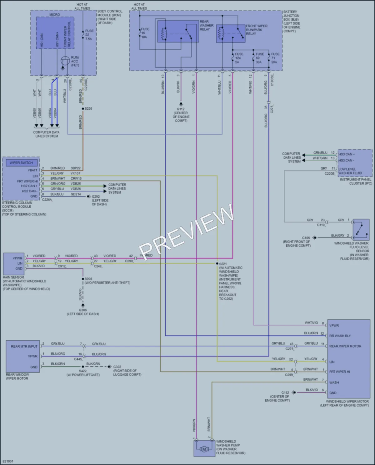 2023 Ford MustangMachE Wiper Washer wiring diagram preview